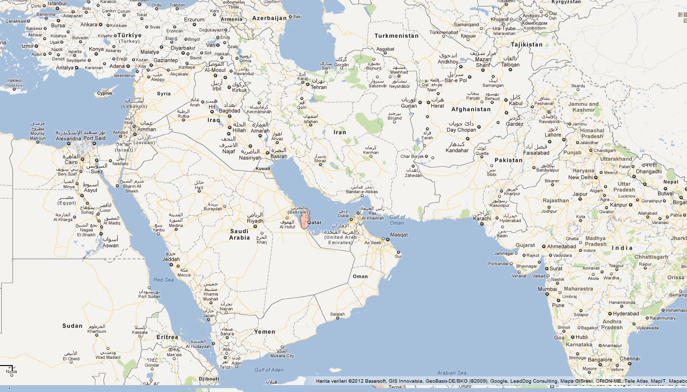 carte du qatar milieu est